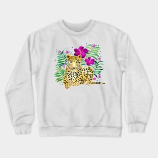 Tropical Leopard - Magenta Crewneck Sweatshirt